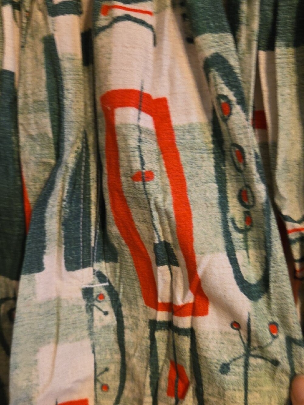 Bernie Dexter Green Abstract Print Kelly Shirt Dress with Orange Accents - Picture 4 of 5